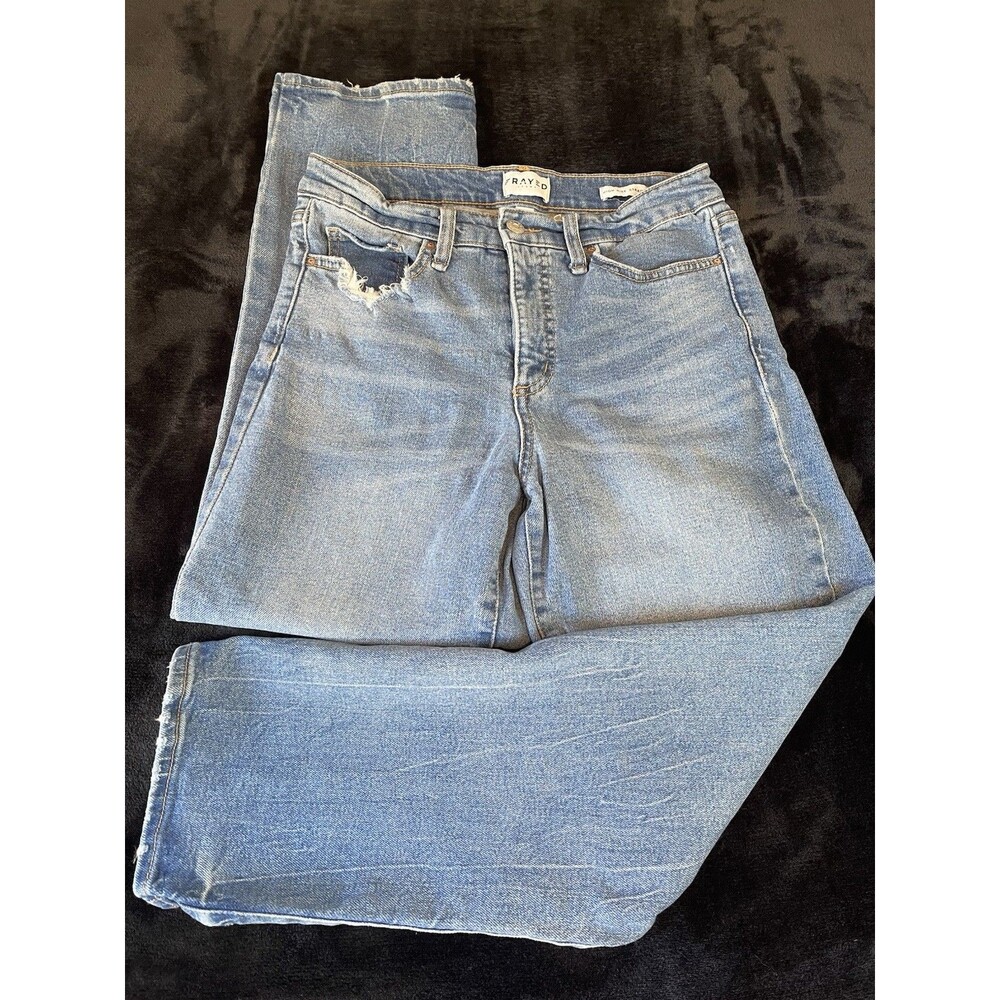 FRAYED NEW womens jeans "High Rise Straight" distressed 5-pocket size 27